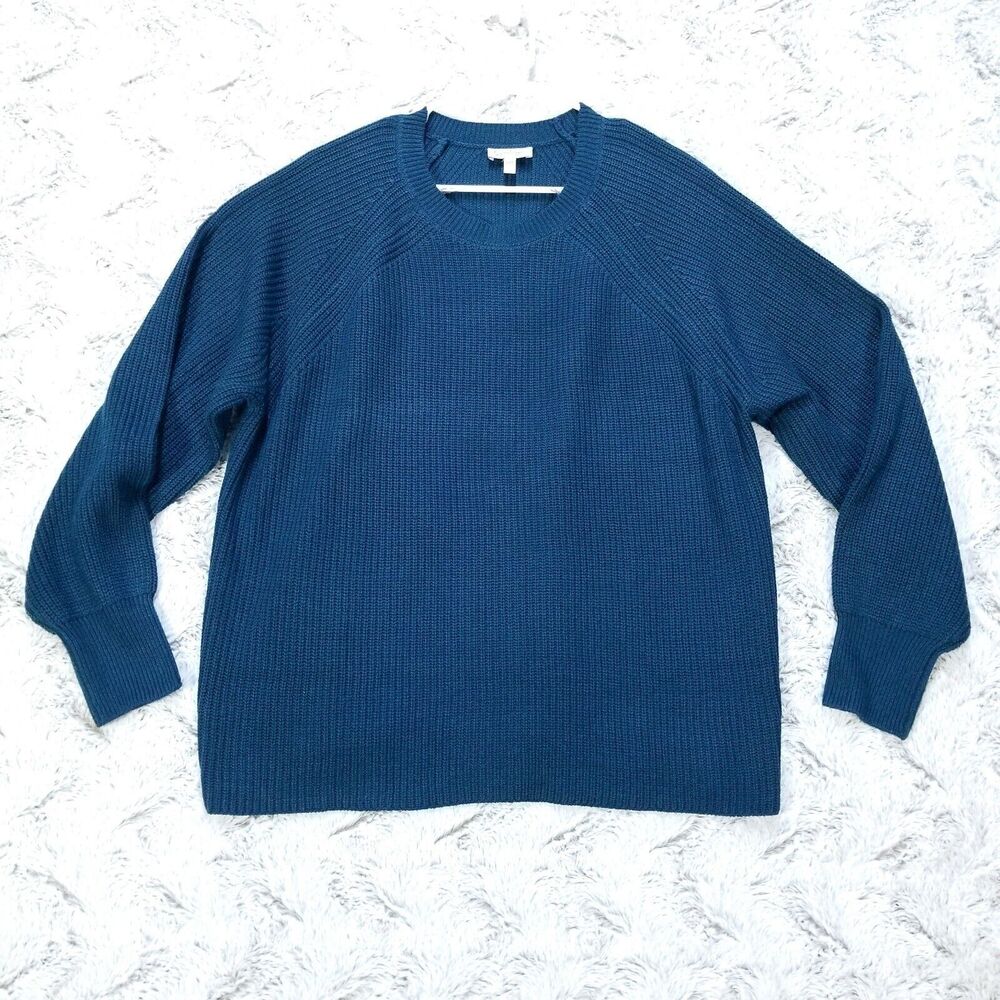 Jessica Simpso Sweater Womens Plus XXL Teal‎ Blue Pullover Chunky Knit